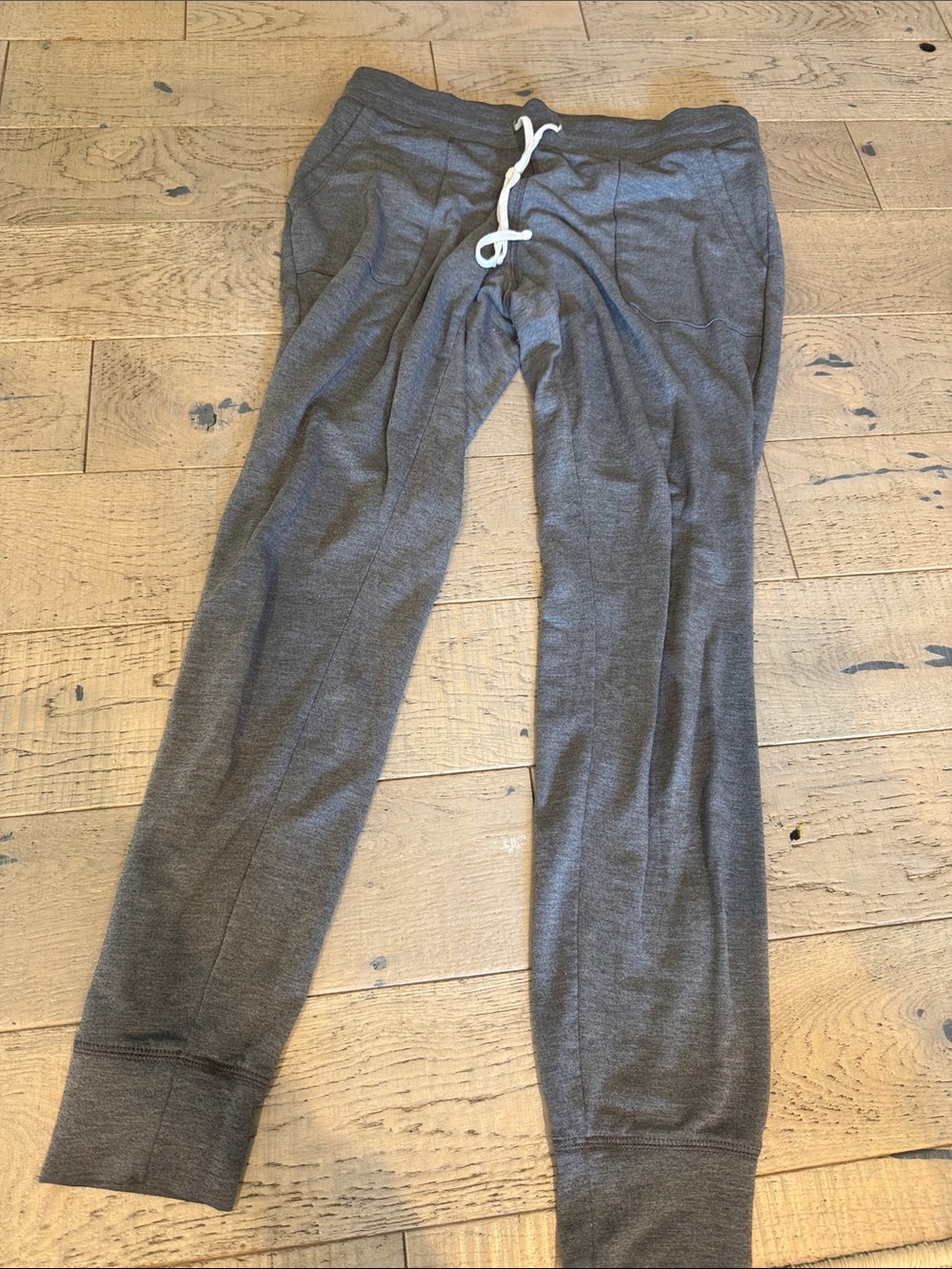 aerie Charcoal Gray Slim Jogger Sweatpants with White Drawstring